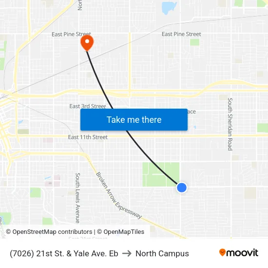 (7026) 21st St. & Yale Ave. Eb to North Campus map