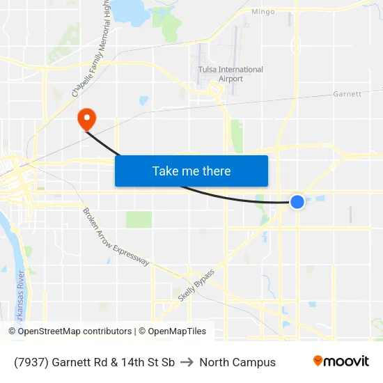 (7937) Garnett Rd & 14th St Sb to North Campus map