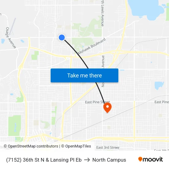 (7152) 36th St N & Lansing Pl Eb to North Campus map