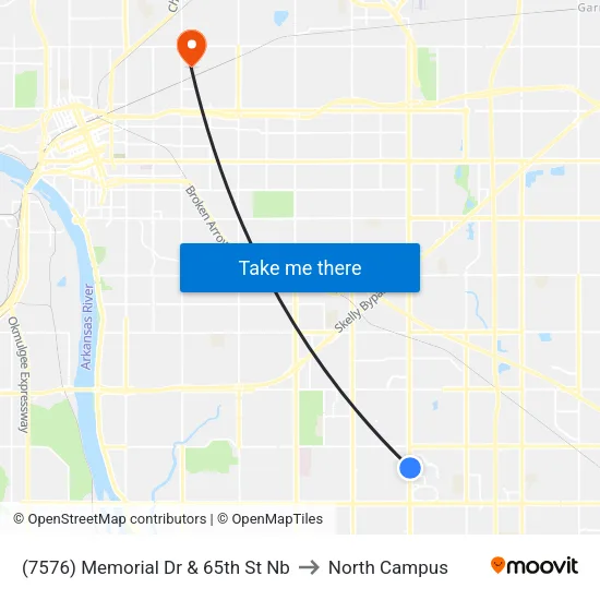 (7576) Memorial Dr & 65th St Nb to North Campus map