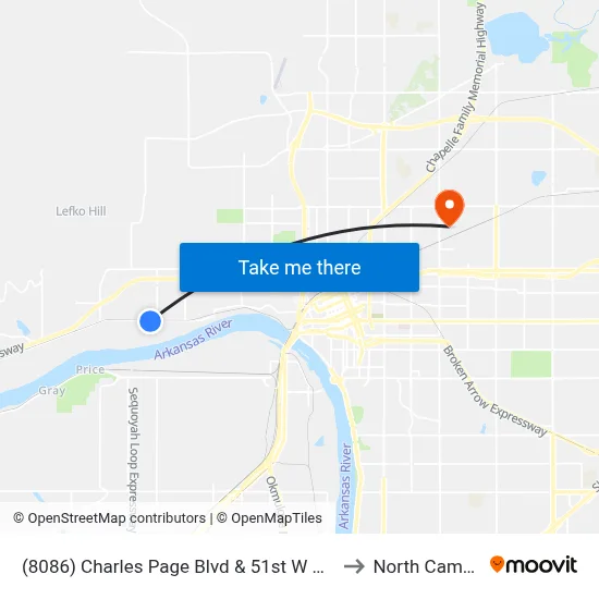 (8086) Charles Page Blvd & 51st W Ave Eb to North Campus map