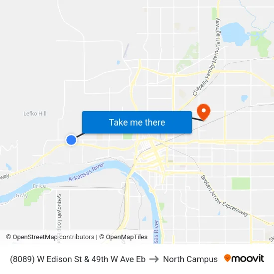 (8089) W Edison St & 49th W Ave Eb to North Campus map