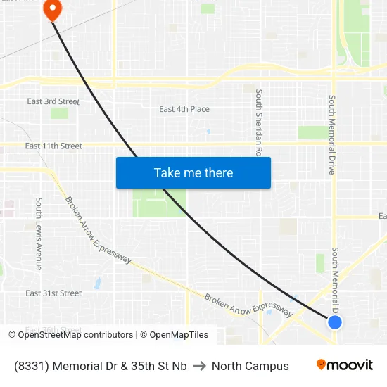 (8331) Memorial Dr & 35th St Nb to North Campus map