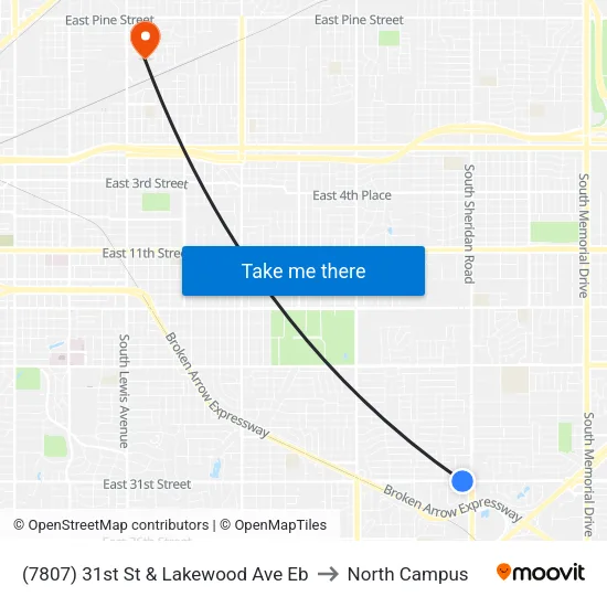 (7807) 31st St & Lakewood Ave Eb to North Campus map