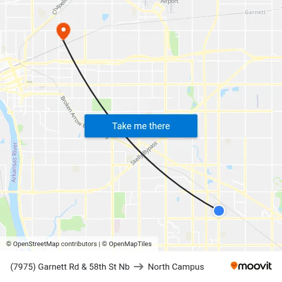 (7975) Garnett Rd & 58th St Nb to North Campus map
