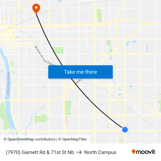 (7970) Garnett Rd & 71st St Nb to North Campus map