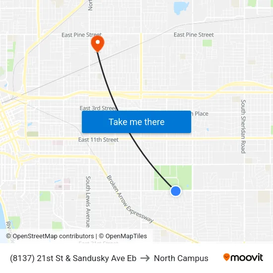 (8137) 21st St & Sandusky Ave Eb to North Campus map