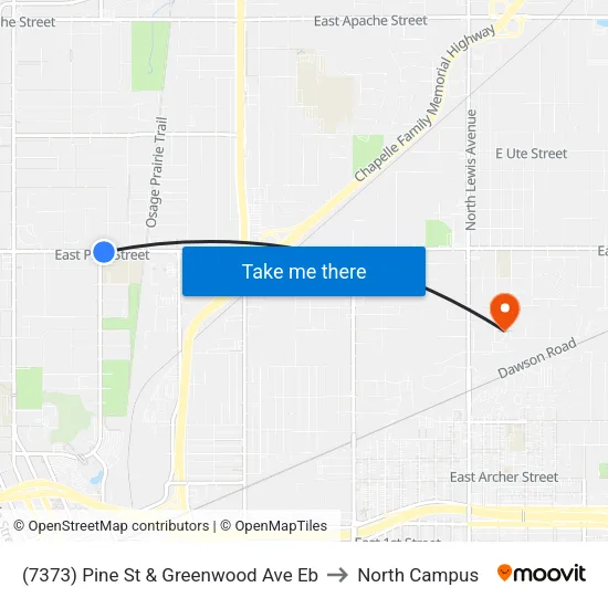 (7373) Pine St & Greenwood Ave Eb to North Campus map