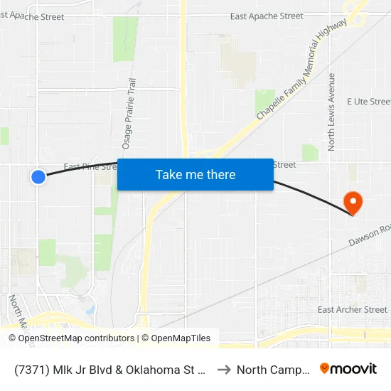 (7371) Mlk Jr Blvd & Oklahoma St Nb to North Campus map