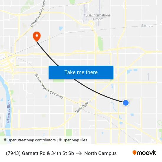 (7943) Garnett Rd & 34th St Sb to North Campus map