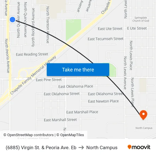 (6885) Virgin St. & Peoria Ave. Eb to North Campus map