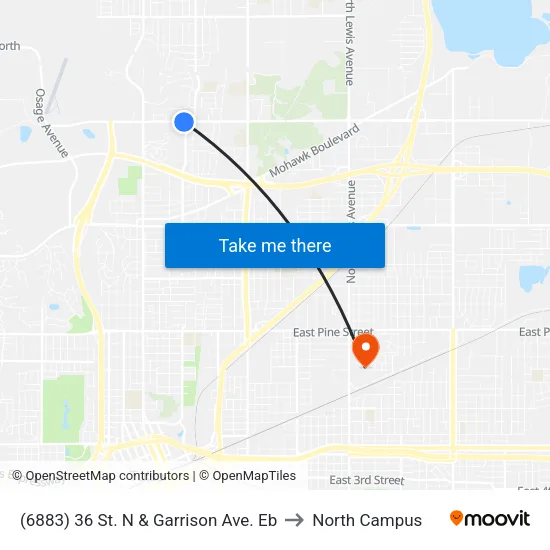 (6883) 36 St. N & Garrison Ave. Eb to North Campus map