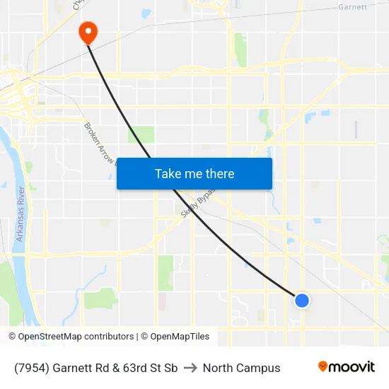 (7954) Garnett Rd & 63rd St Sb to North Campus map