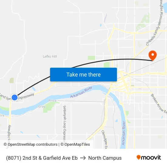 (8071) 2nd St & Garfield Ave Eb to North Campus map