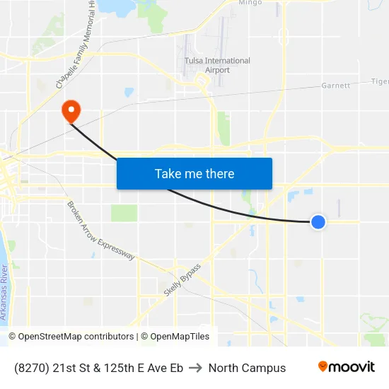 (8270) 21st St & 125th E Ave Eb to North Campus map