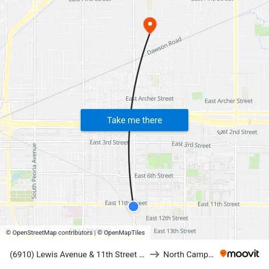 (6910) Lewis Avenue & 11th Street Sb to North Campus map