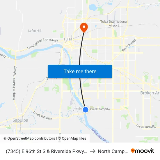 (7345) E 96th St S & Riverside Pkwy Cc to North Campus map