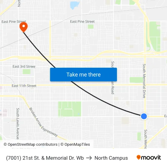 (7001) 21st St. & Memorial Dr. Wb to North Campus map