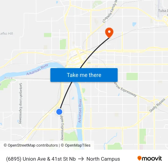 (6895) Union Ave & 41st St Nb to North Campus map