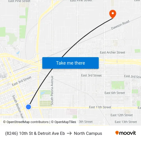 (8246) 10th St & Detroit Ave Eb to North Campus map