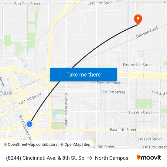 (8244) Cincinnati Ave. & 8th St. Sb to North Campus map