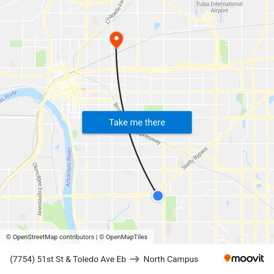 (7754) 51st St & Toledo Ave Eb to North Campus map