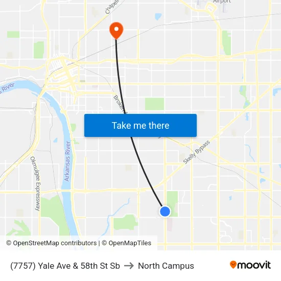 (7757) Yale Ave & 58th St Sb to North Campus map