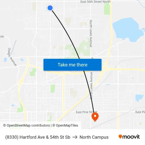 (8330) Hartford Ave & 54th St Sb to North Campus map