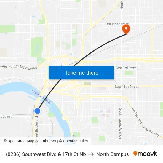 (8236) Southwest Blvd & 17th St Nb to North Campus map