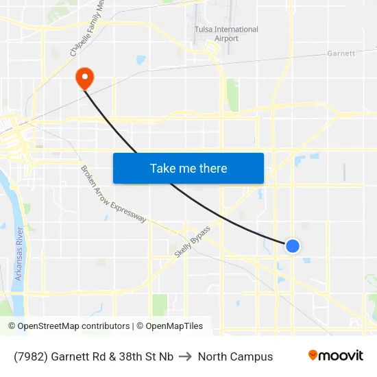 (7982) Garnett Rd & 38th St Nb to North Campus map