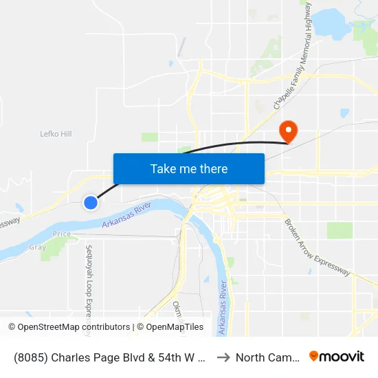 (8085) Charles Page Blvd & 54th W Ave Eb to North Campus map
