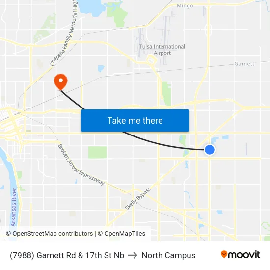 (7988) Garnett Rd & 17th St Nb to North Campus map