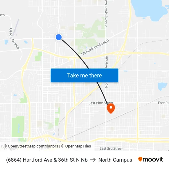 (6864) Hartford Ave & 36th St N Nb to North Campus map