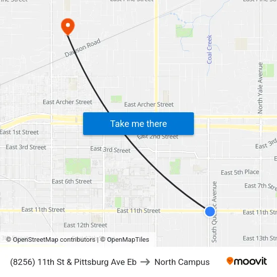 (8256) 11th St & Pittsburg Ave Eb to North Campus map