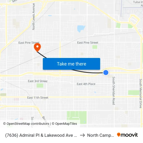 (7636) Admiral Pl & Lakewood Ave Wb to North Campus map