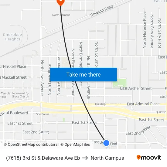 (7618) 3rd St & Delaware Ave Eb to North Campus map