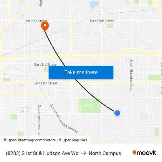 (8283) 21st St & Hudson Ave Wb to North Campus map