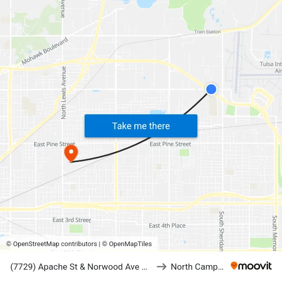(7729) Apache St & Norwood Ave Wb to North Campus map