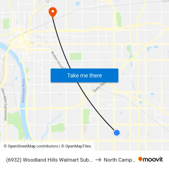 (6932) Woodland Hills Walmart Subhub to North Campus map