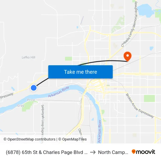 (6878) 65th St & Charles Page Blvd Sb to North Campus map