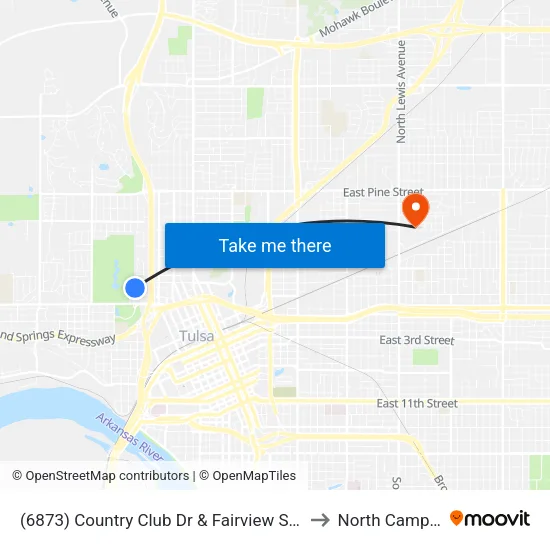 (6873) Country Club Dr & Fairview St Sb to North Campus map