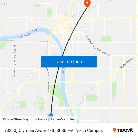 (8220) Olympia Ave & 77th St Sb to North Campus map