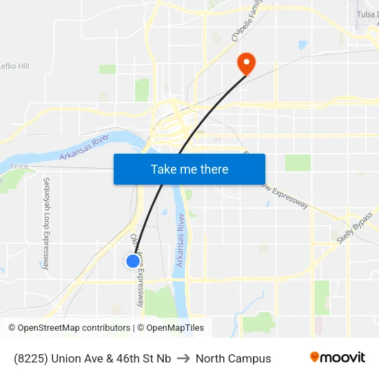 (8225) Union Ave & 46th St Nb to North Campus map