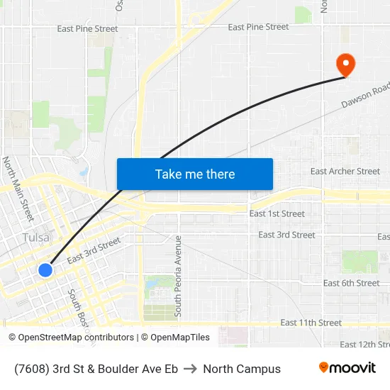 (7608) 3rd St & Boulder Ave Eb to North Campus map
