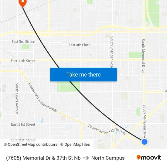 (7605) Memorial Dr &  37th St Nb to North Campus map