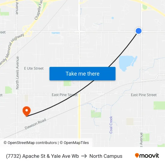 (7732) Apache St & Yale Ave Wb to North Campus map