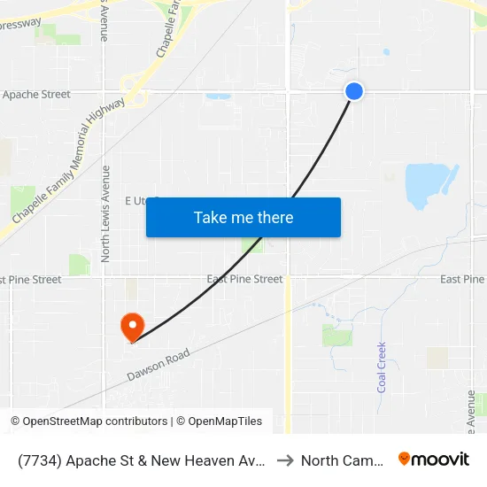 (7734) Apache St & New Heaven Ave Wb to North Campus map
