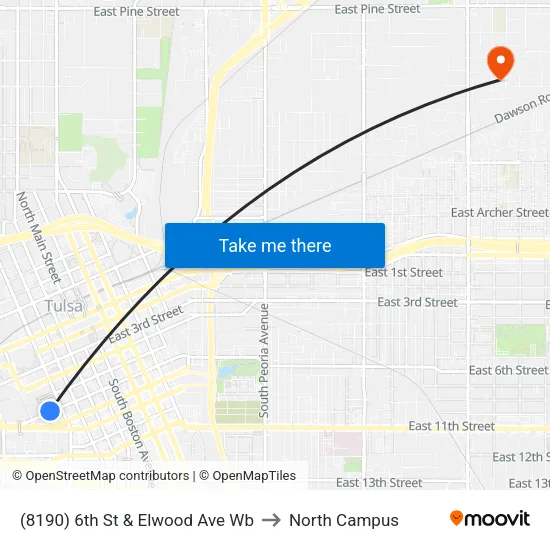 (8190) 6th St & Elwood Ave Wb to North Campus map