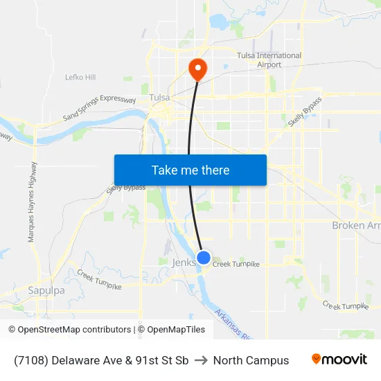 (7108) Delaware Ave & 91st St Sb to North Campus map