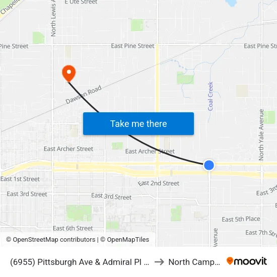 (6955) Pittsburgh Ave & Admiral Pl Sb to North Campus map